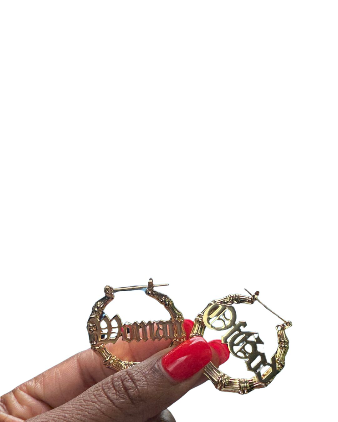 "WOG" Bamboo Hoop Earrings – Gold