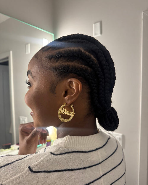 "WOG" Bamboo Hoop Earrings – Gold